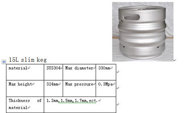 15L Returnable Slim Line Beer Storage Containers SS Keg Passivation Surface